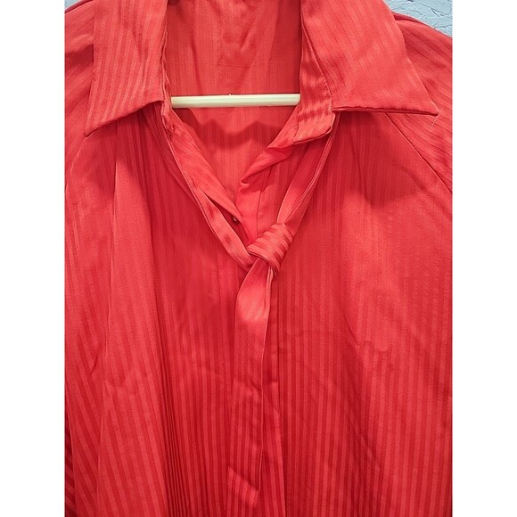 Vintage 70's Handmade Red Ribbed‎ Women's Button Front Plus Blouse Top Shirt 2x - Picture 3 of 11